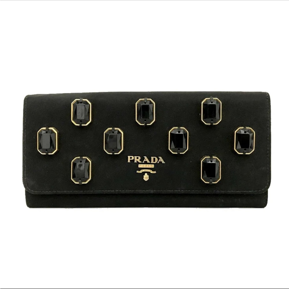 Authentic Rare PRADA Gorgeous black Tessuto Pietre Jeweled wallet - Picture 9 of 9